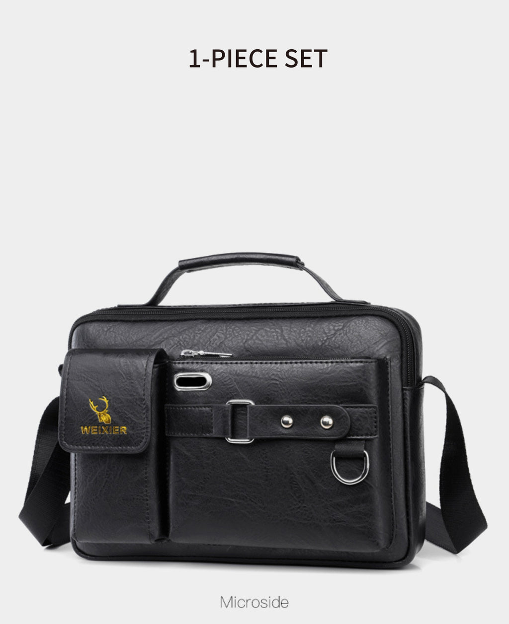 WEIXIER Men's Business Crossbody Bag with Adjustable Strap, Golden-Tone Hardware