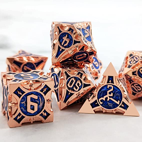 Metal Dice Set, 7 Die Metal Polyhedral Dice Set With Gift Metal Box And Golden Number For Metal Dice Set Christmas, Halloween, Thanksgiving Gift, gaming gift