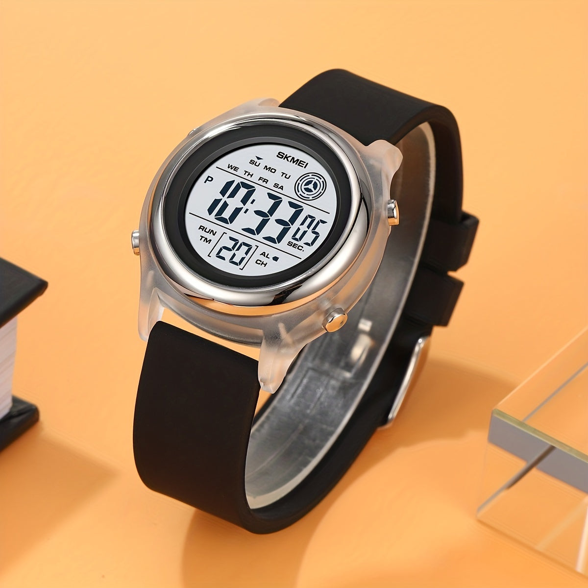 50M Water Resistant EL Light Electronic Sports Watch - Multifunction Digital Wristwatch with Alarm, Silicone Band, Round Synthetic Resin Case for Women, Men, Boys, and Girls