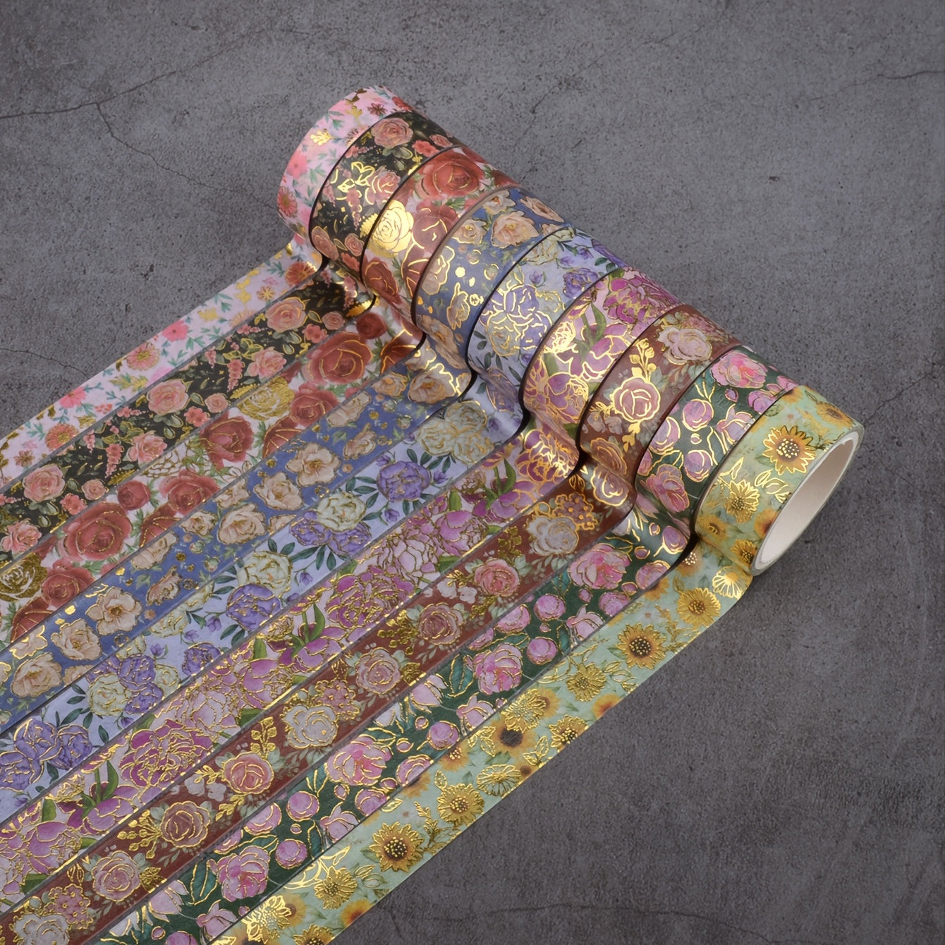 18 Rolls of Vibrant Floral Pattern Washi Tape - Perfect for Crafting, Scrapbooking, and DIY Projects - 3m/118in Long, Non-Waterproof, Easy to Tear and Reusable