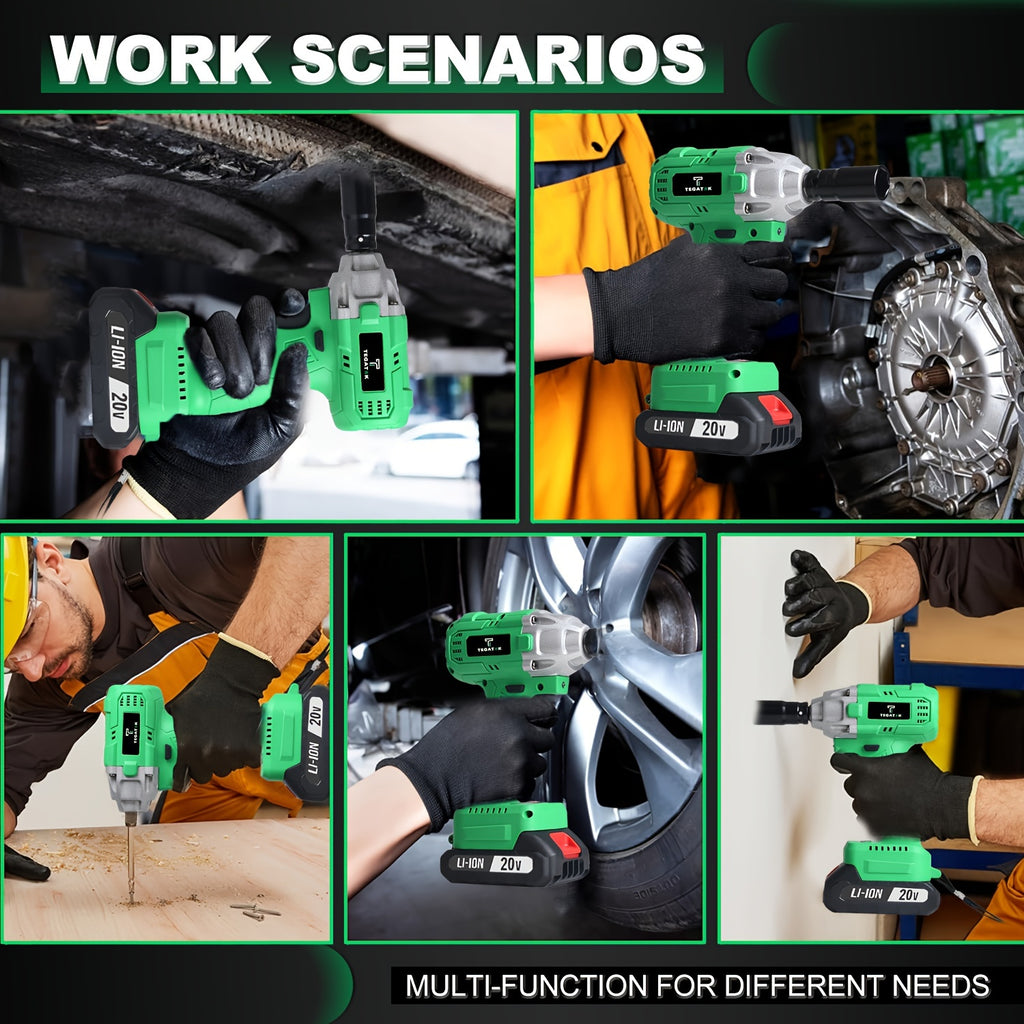 Powerful 20V Cordless 1/2-Inch Brushless Impact Wrench Kit - 320 Nm High Torque