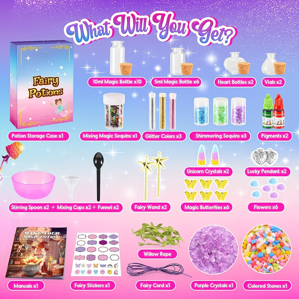 Craft Kits for Girls, 58 PC Magical Potion Kits for Kids, Fun Toys for Girls 8-12, DIY Creative Activity, Birthday Gifts for Kids Girls Ages 6 7 8 9 10-12 Year Old