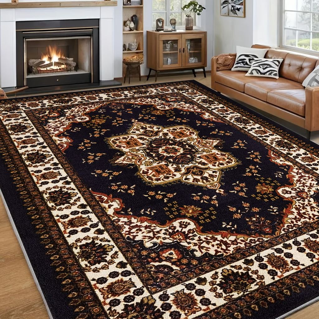 Brown/Black/Beige/Gray/Blue/Red/White/Green/ 1pc Extra Large Luxury Mat - Extra Wide Luxury Floor Mat with Non-Slip Backing, Machine Washable - Extra Large Area Mat for Living Room, Bedroom, Hallway - Persian Bohemian Mat for