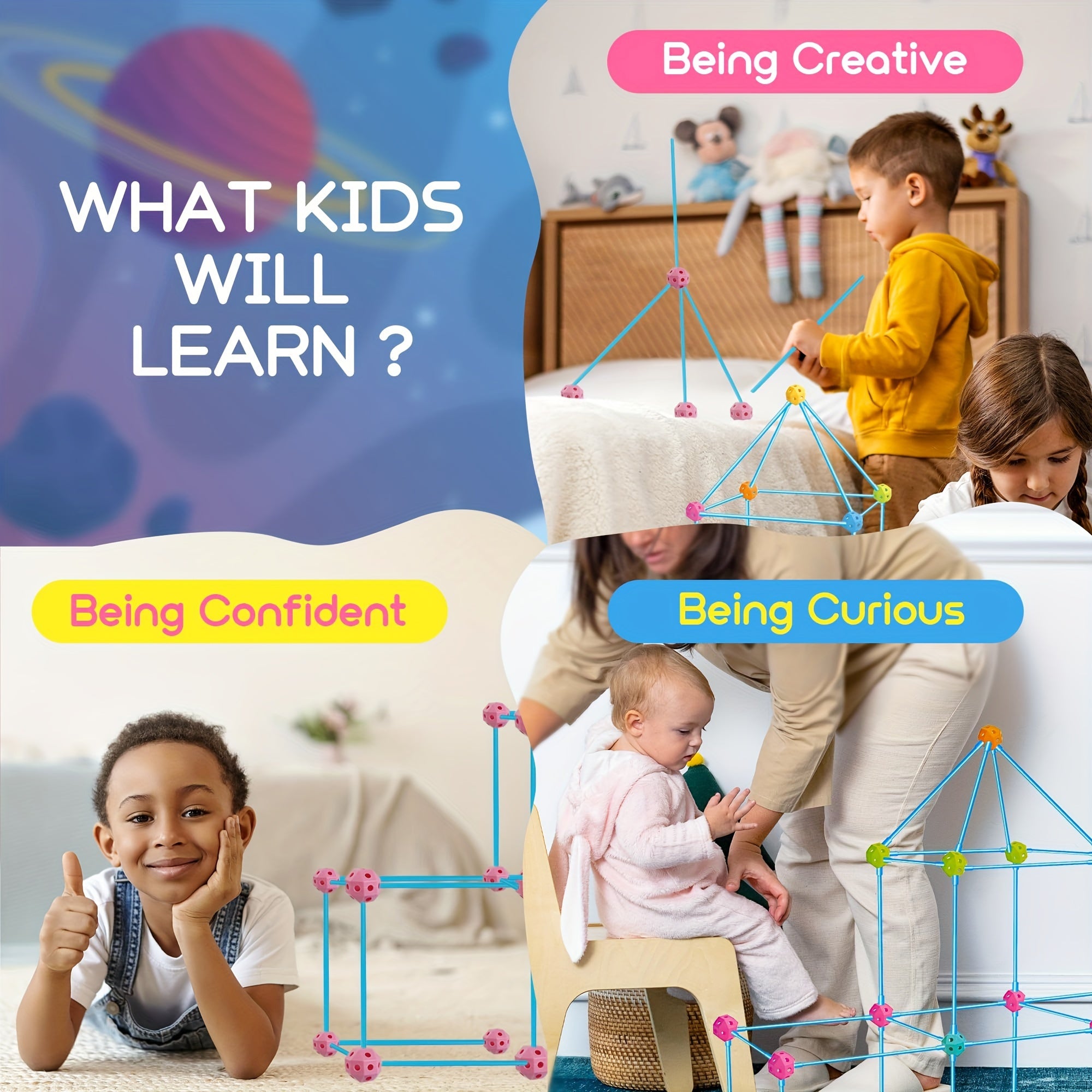 Fort Building Kit For Kids, STEM Construction Toys, Educational Gift For 4 5 6 7 8 9 10 11 12 Years Old Boys And Girls, Ultimate Creative Set For Indoor & Outdoors Activity