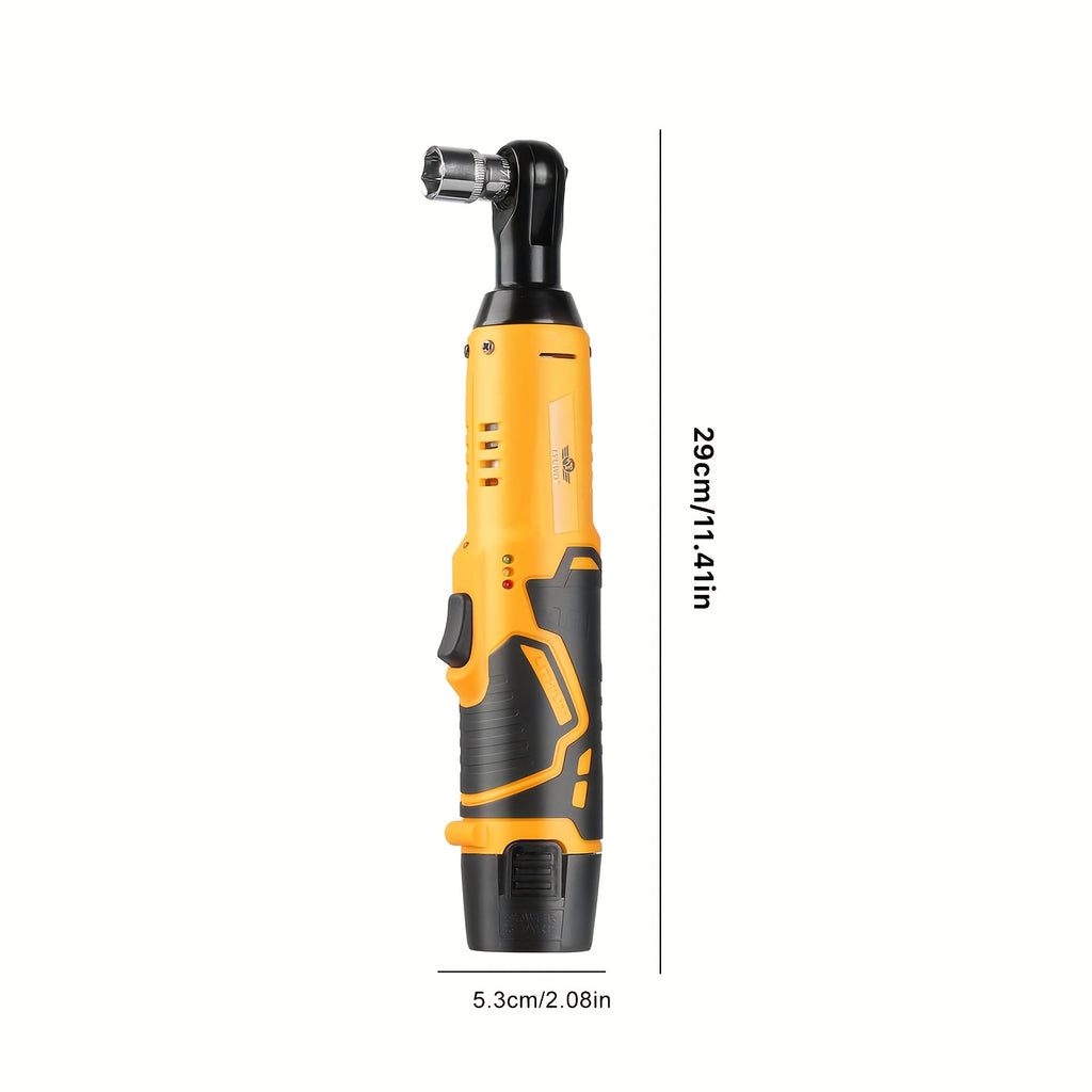 LYUWO 1 Set 12V Cordless Electric Wrench, 45NM 3/8'' Ratchet Illuminated Remove Screws & Nuts Automotive Repair Tool, Right Angle Wrench, Power Tools