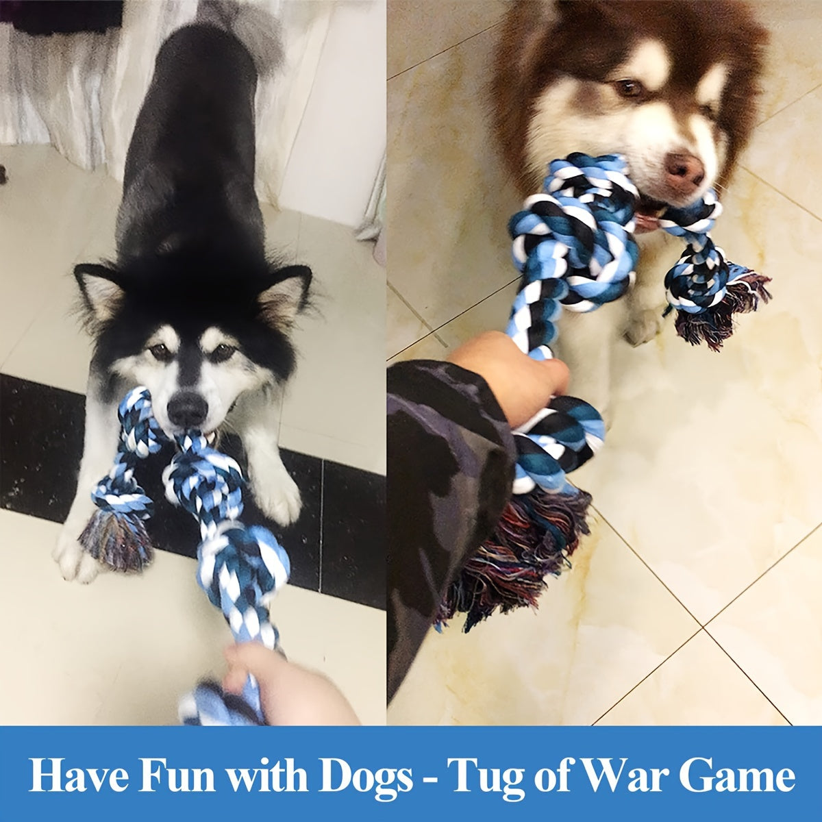 Durable Polyester Dog Rope Toys, Tough Chewable Tug Rope, for Aggressive Chewing, Teeth Cleaning, Tether Ball for Large Breeds, Heavy-Duty Play and Exercise