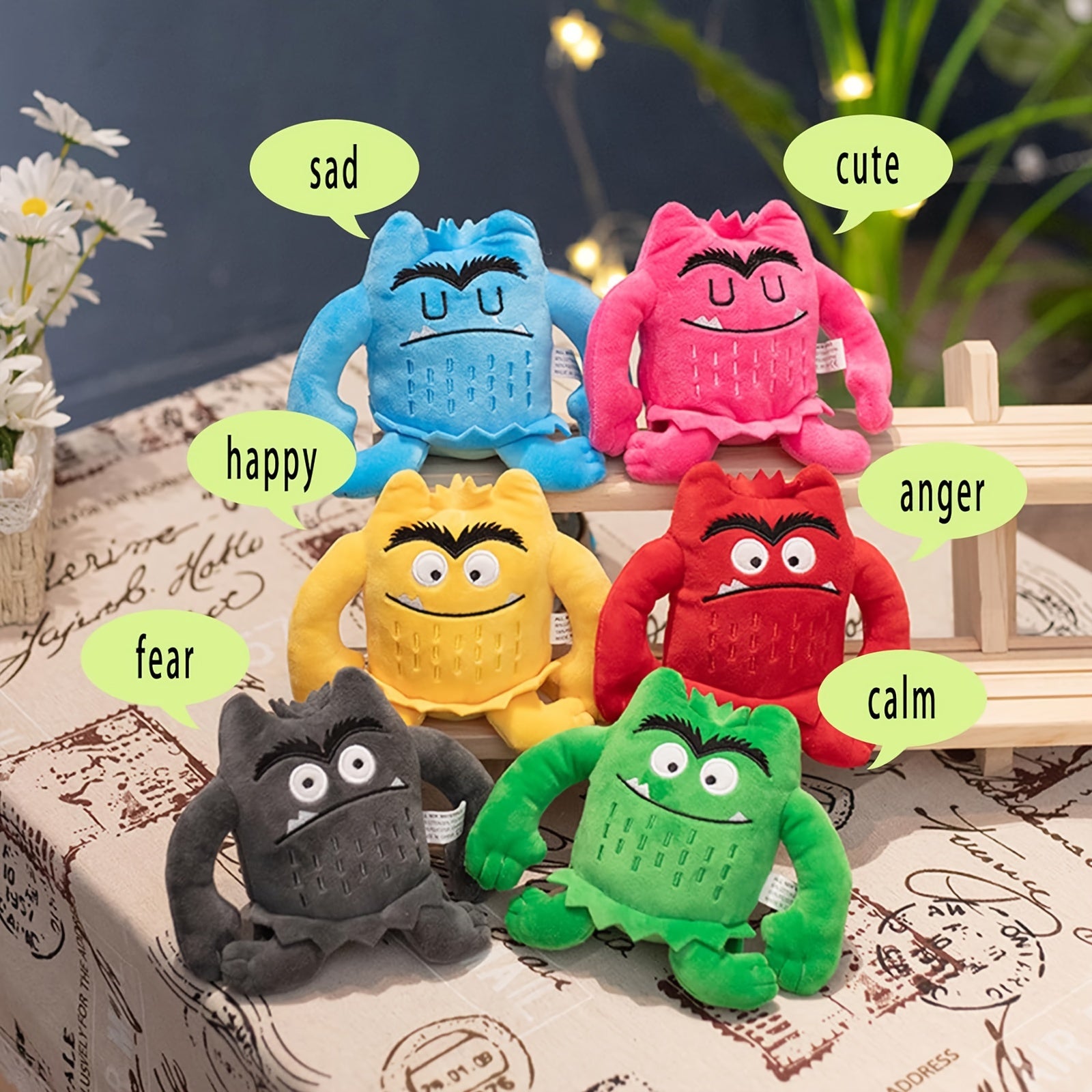 6pcs Adorable Emotional Monster Plush Toys - Soft, Cuddly, Colorful Friends for Kids - Develops Emotional Intelligence, Encourages Empathy, and Fosters Imagination
