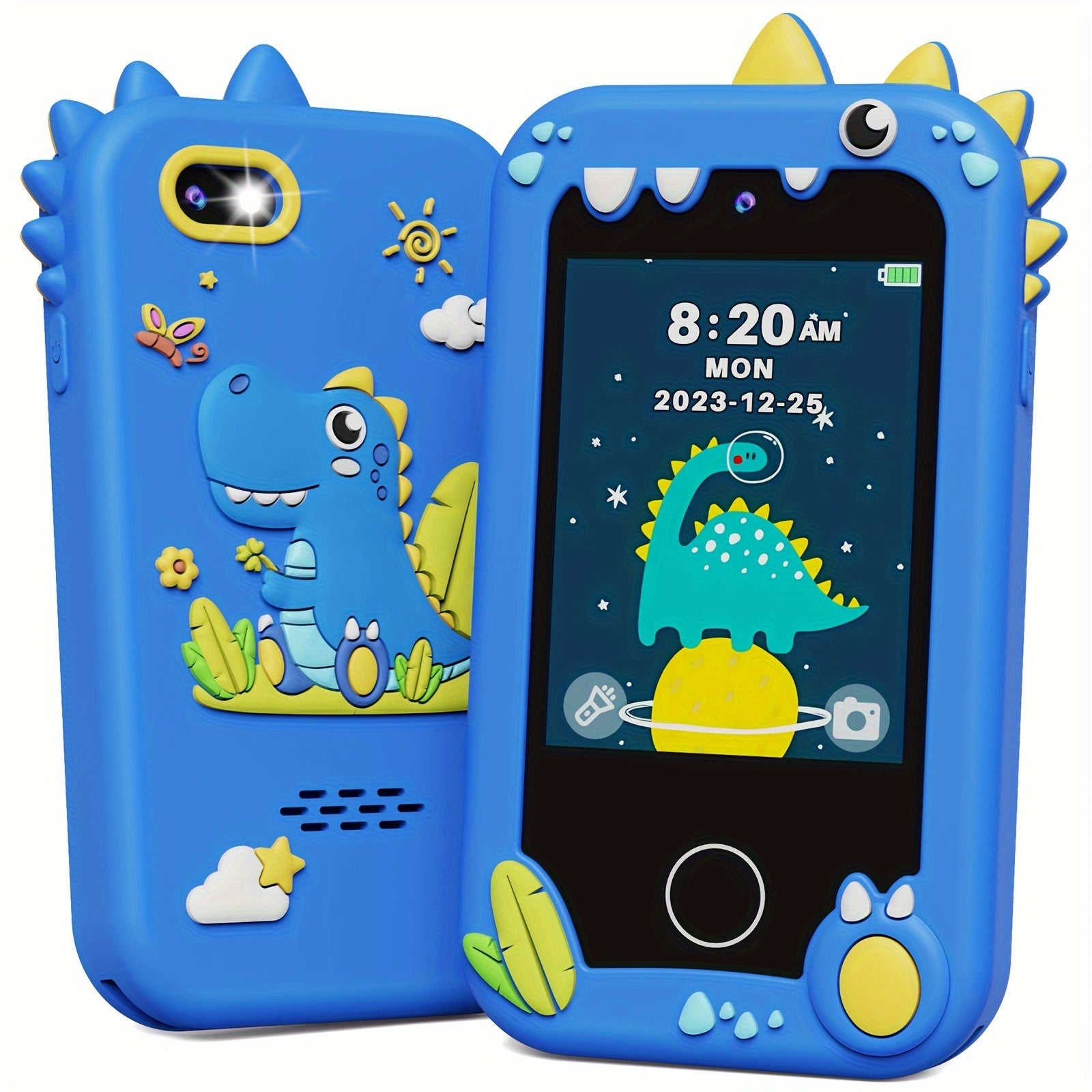 Kikapabi Kids Smart Phone Toys, Touchscreen HD Dual Camera Cell Phone for Kids, Birthday Gifts Dinosaur Toddler Play Phone for Boys 3-10, Travel Toy with 8GB SD Card Halloween Christmas Gift
