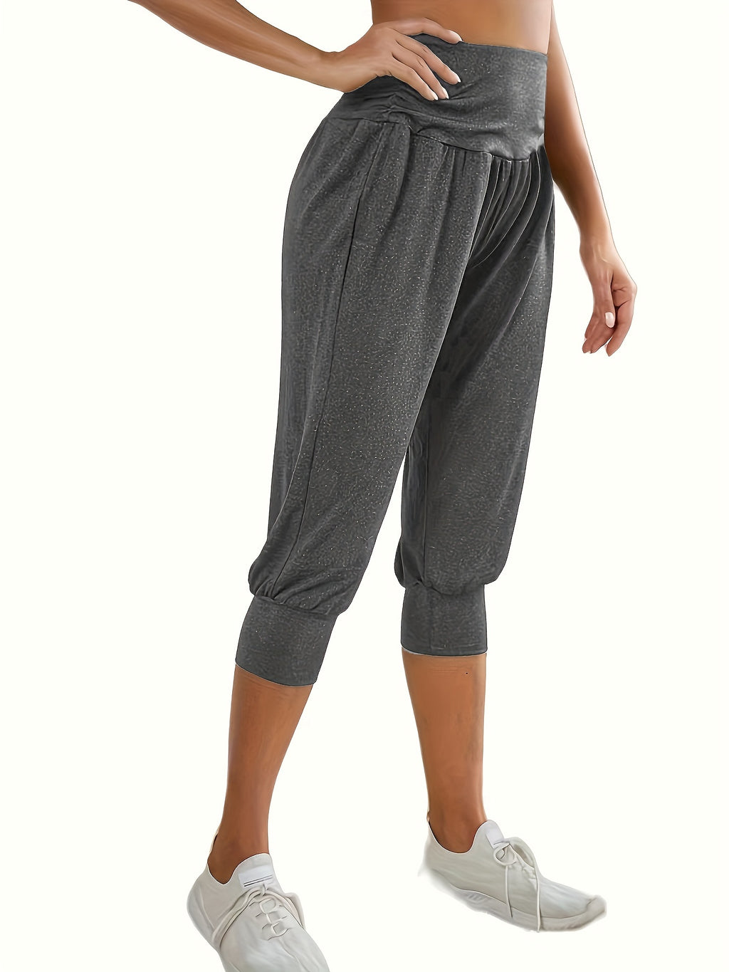 Stylish Women's Capri Pants - Comfortable Solid Loose Fit, Breathable Fabric, Perfect for Yoga, Workout, Sports, and Casual Wear - Summer Activewear Essentials