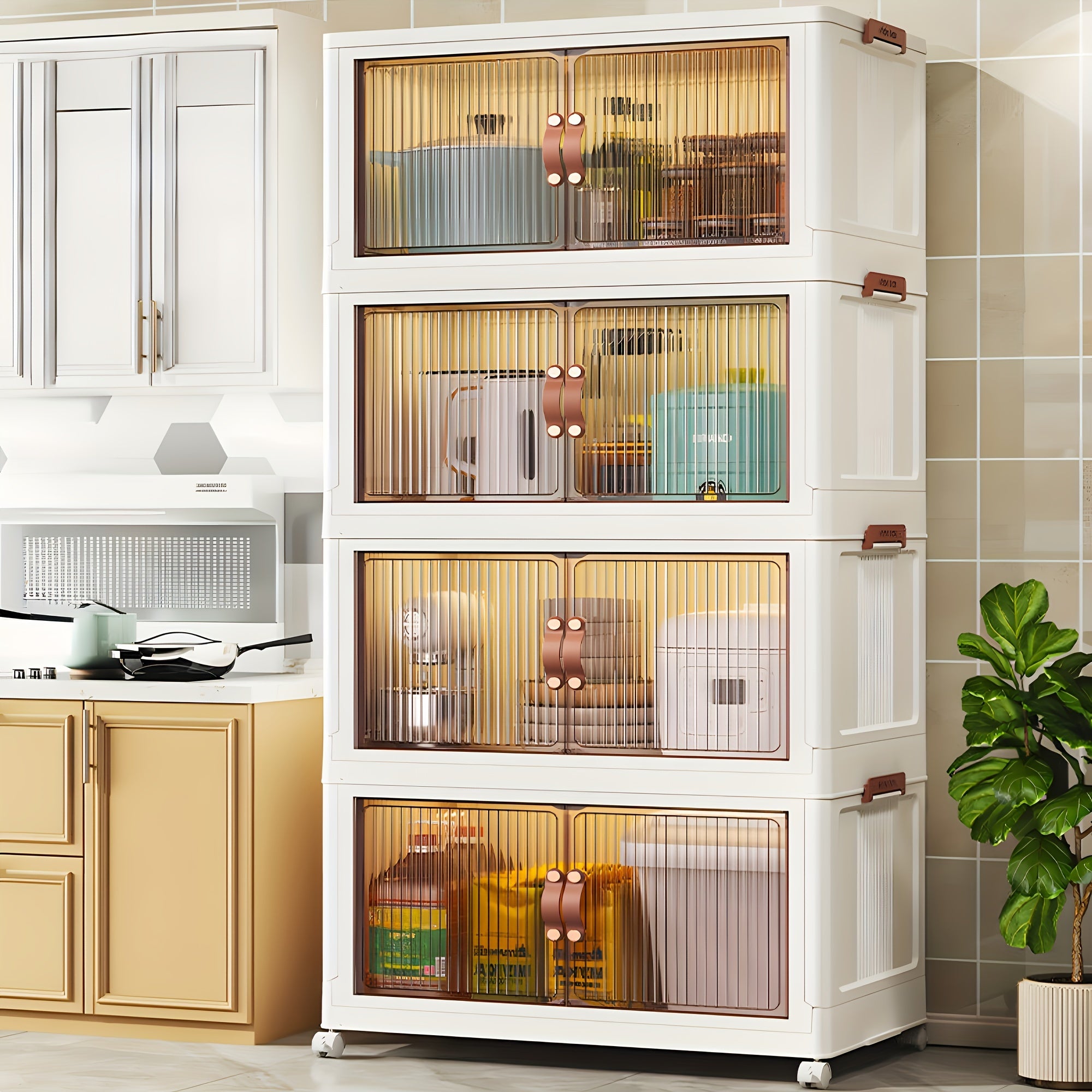Foldable storage box 5 layers, large double opening storage box, large storage box with lid and wheels, can store clothes, snacks, toys and books, home office outdoor foldable container