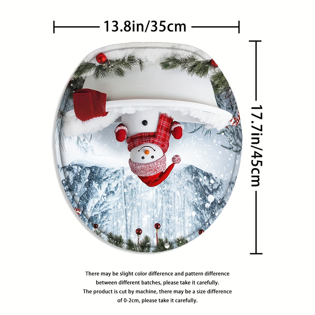 4pcs Christmas Shower Shower Curtain - Waterproof Curtain Set With Non-Slip Rugs, Toilet U-Shape Mat, Toilet Seat Cover, Machine Washable Bathroom Decoration Curtain Set With 12 Hook, Christmas Theme Bathroom Accessories