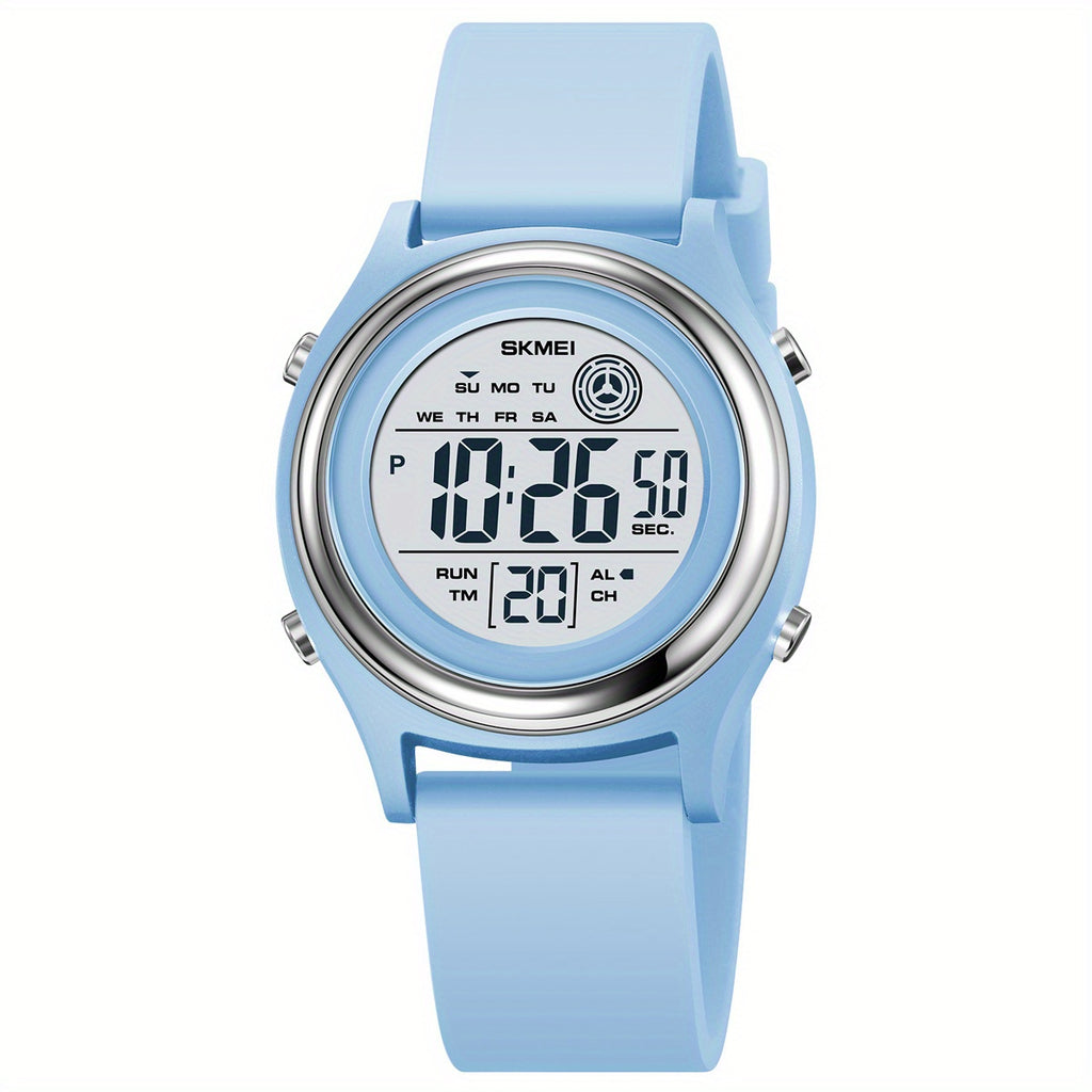 50M Water Resistant EL Light Electronic Sports Watch - Multifunction Digital Wristwatch with Alarm, Silicone Band, Round Synthetic Resin Case for Women, Men, Boys, and Girls
