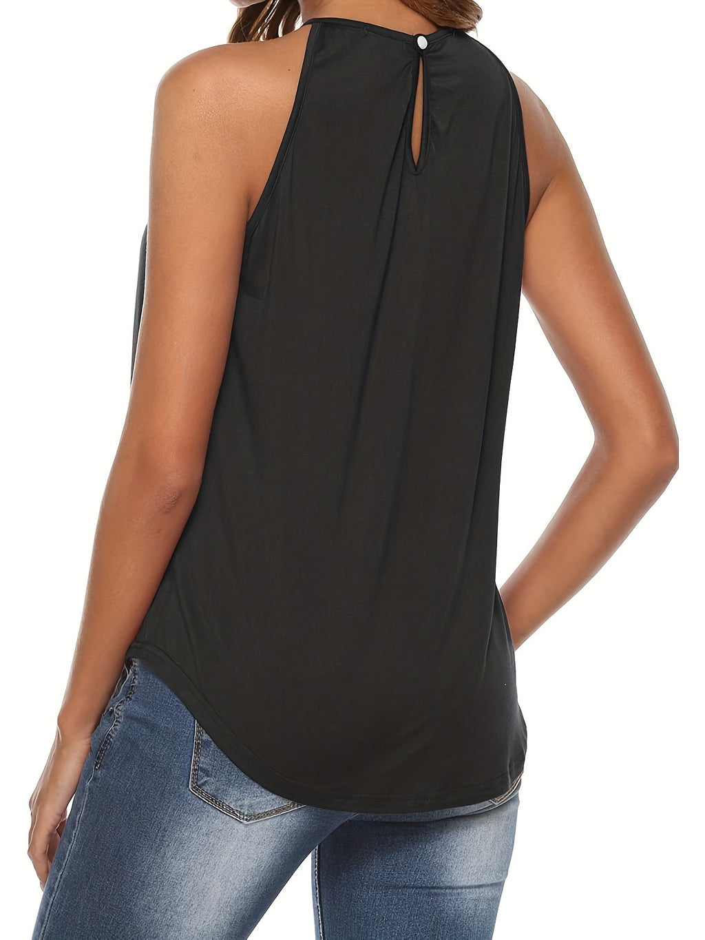 Chic Ruched Halter Neck Top - Fashionable Sleeveless Summer Wear for Women - Solid Color, Flattering Design