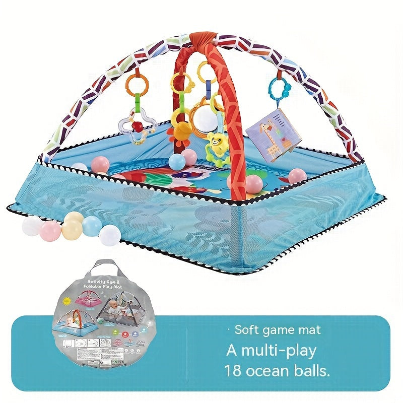 18 pcs baby activity fitness mat set, foldable and washable, play mat, crawling mat, sensory exercise toys, cultivate young children's motor and cognitive abilities, baby fitness frame
