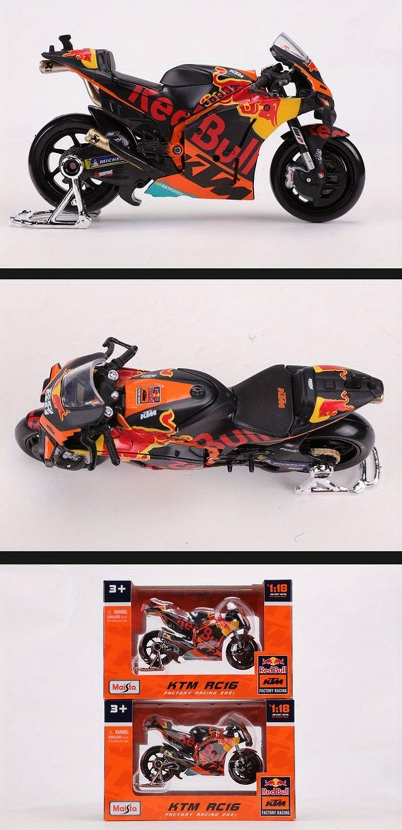 Maisto 1:18 2021 Red Bull KTM Factory Racing #88 #33 Die Cast Vehicles Collectible Motorcycle Model Toys Christmas Halloween Gift