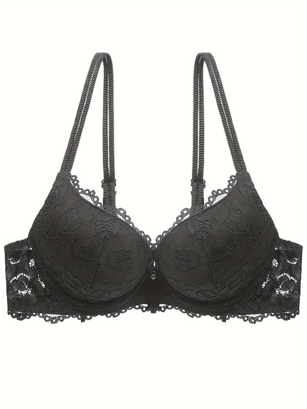 Lace Full Cup Bra | Medium Support, Underwire, Non-Removable Padding, Solid Color