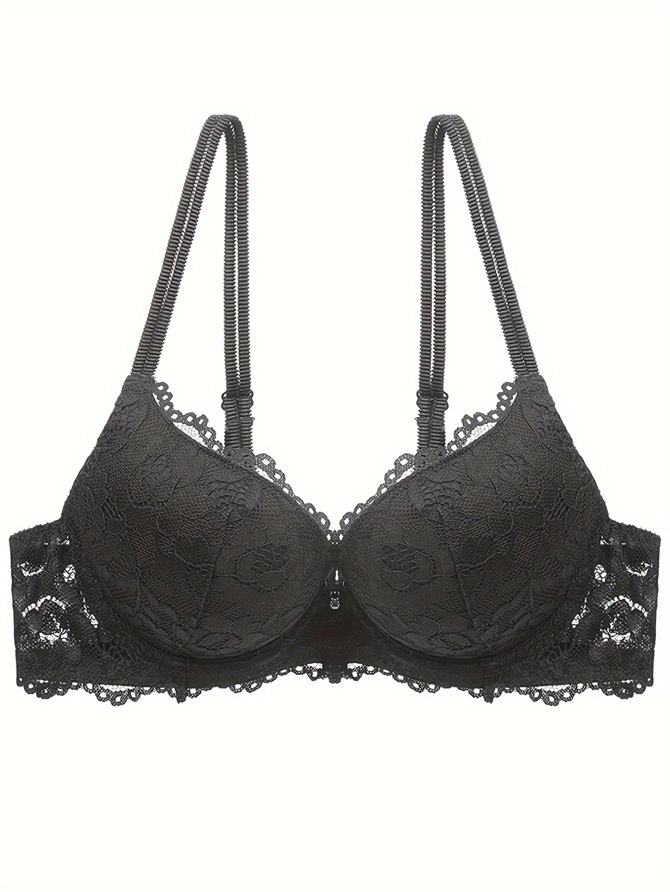 Lace Full Cup Bra | Medium Support, Underwire, Non-Removable Padding, Solid Color