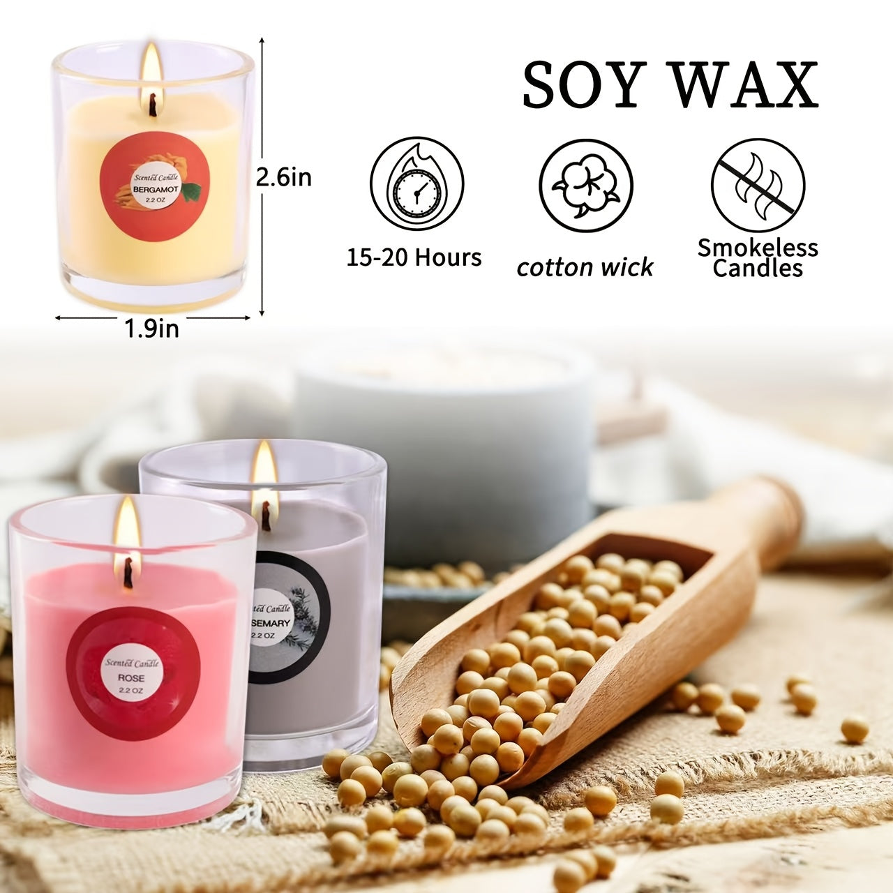 [Scented Candles Gift Set] 20 Packs of Strongly Scented Soy Wax Candles | 10 Scents, Glass Jar Candles Gift Set for Ladies Birthday, Mother's Day, Christmas, Valentine's Day, Halloween