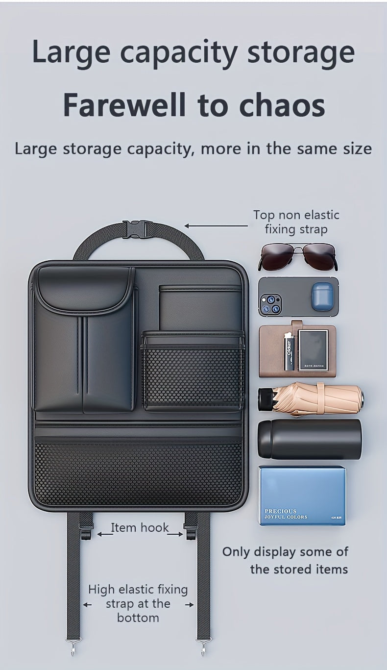 Universal Car Back Seat Organizer, Multipurpose Seat Storage Bag,Car Tissue Box Water Cup Holder Sundry Storage for Travel Accessories and Kids, Toys