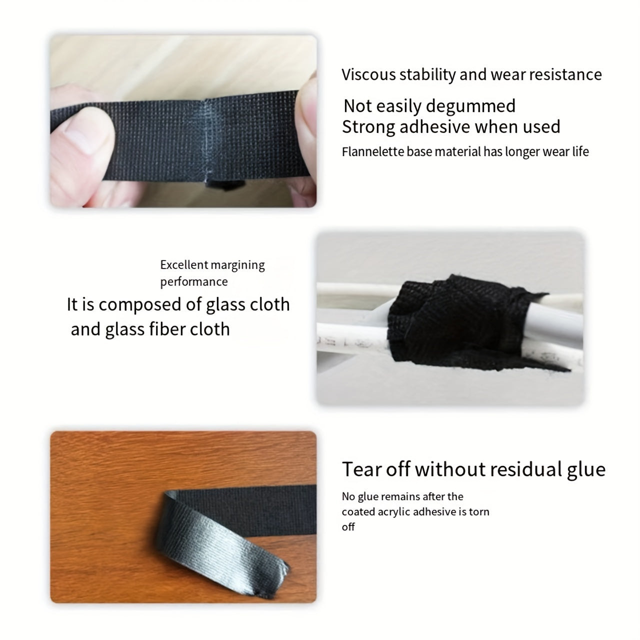 1pc Automotive Wire Harness 51618 Velvet Cloth Tape Soundproofing Tape High Temperature Resistant Fabric Base Wire Harness Tape