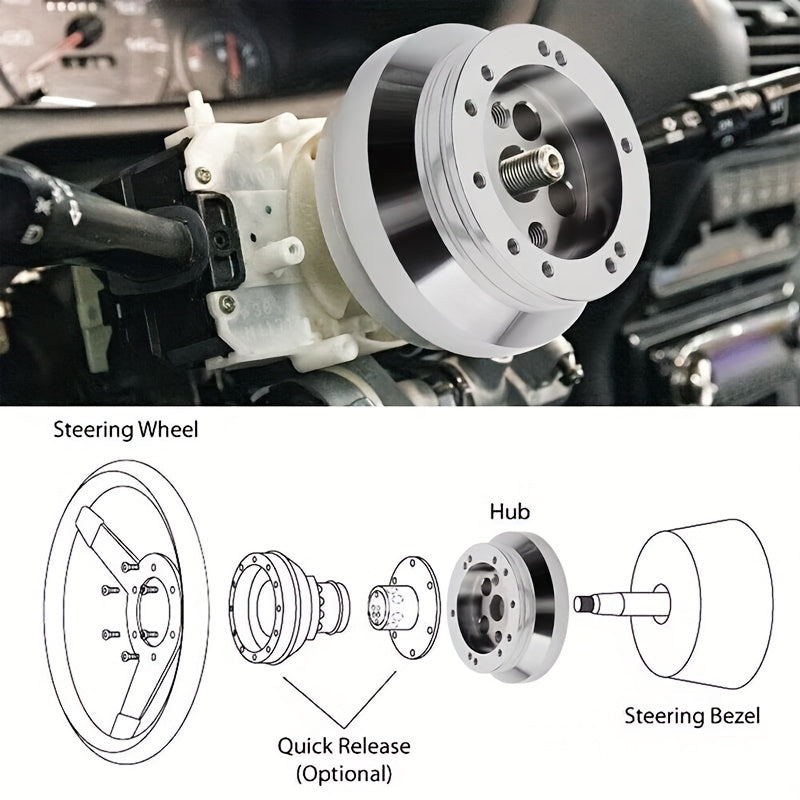 Hole Vintage Steering Wheel Universal 5/6 Hole Steering Wheel Hub AdapterUniversal Fit for Auto Repair, Personal DIY, for Cars, Automotive Accessories, Steering Wheel, Quick Release (Silvery)