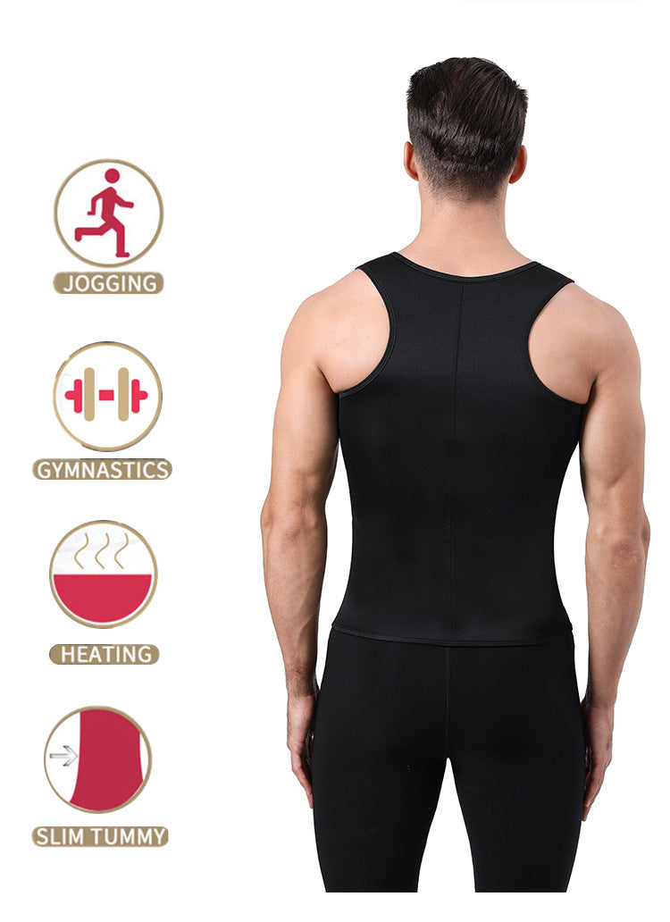 TKPARK Men's Adjustable Compression Tank Top & Waist Trainer - High-Elasticity Workout Shirt