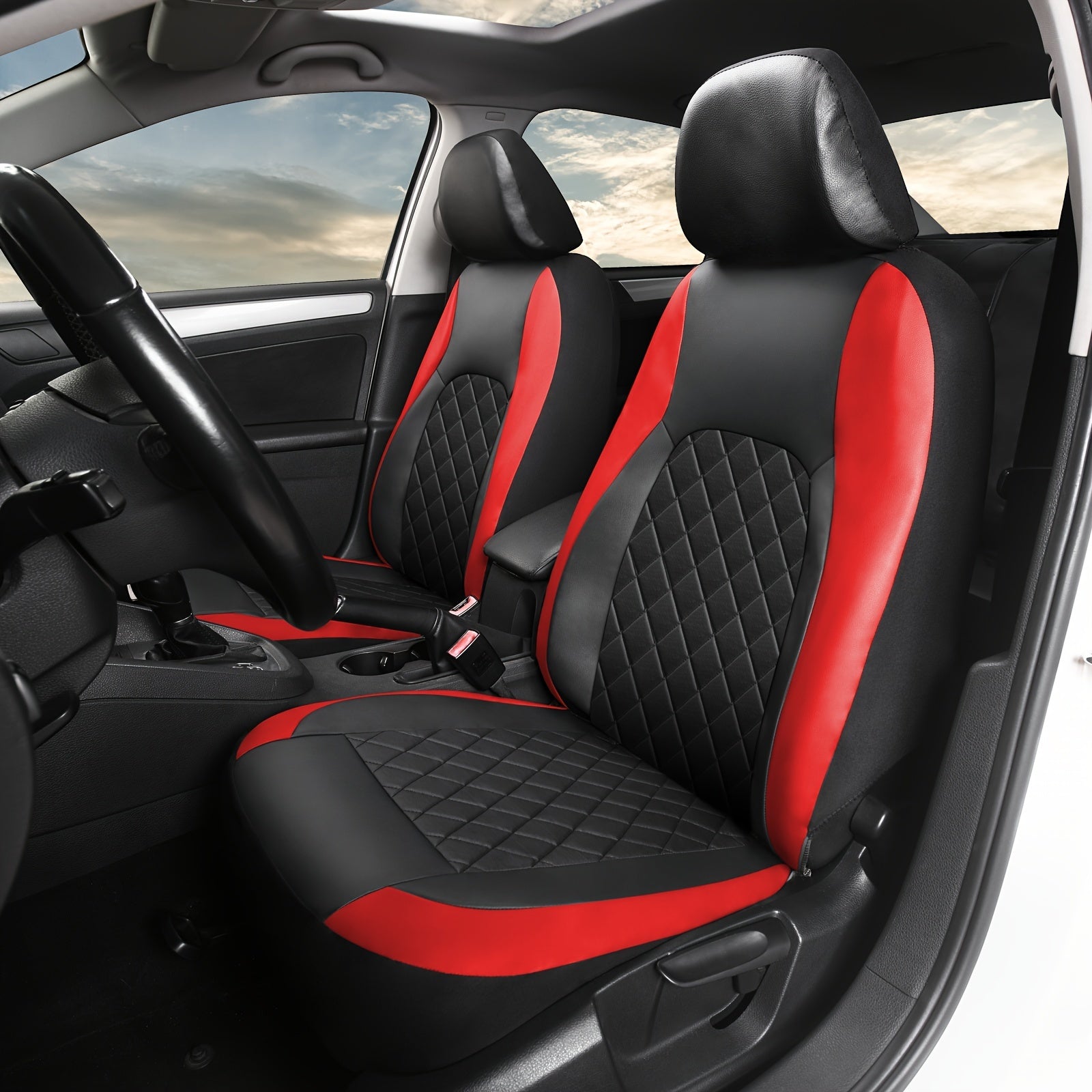 Universal Faux Leather Car Seat Covers Full Set Car Seat Covers Full Set Front Seats and Rear Bench, Universal Fit 5 Seat Covers for SUV, Automotive Truck, Scratch Proof