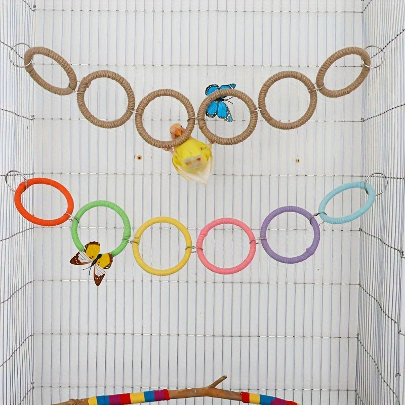 1pc Colorful Parrot Climbing Toy - Durable & Hemp Rope Swing and Perch