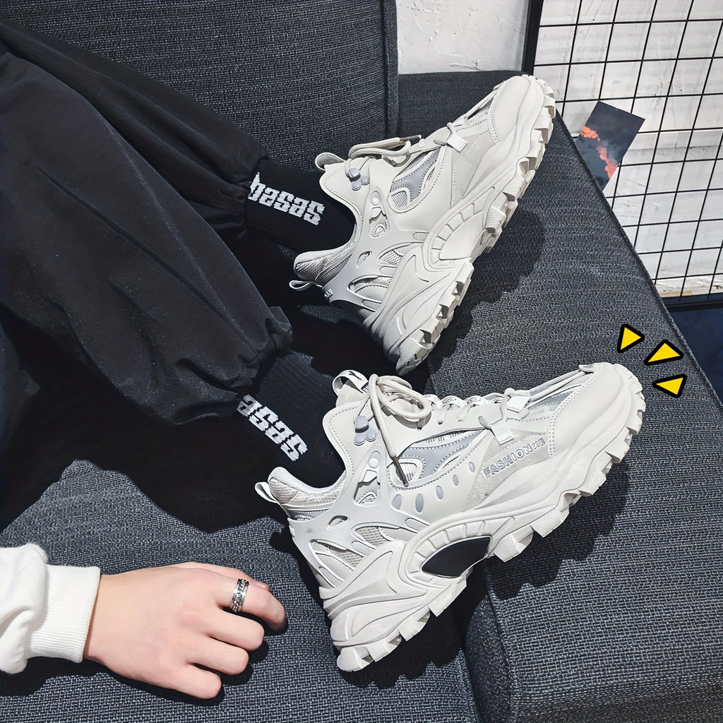 [1 Pair Men'S Cloud Pattern Sneakers] Round Toe Lace-Up  Athletic Sneakers, Sports , Breathable Fabric