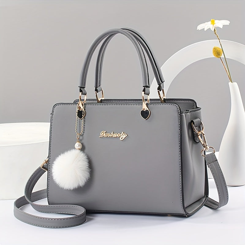 Elegant Lightweight Faux Leather Handbag - Women's Solid Color Shoulder Bag