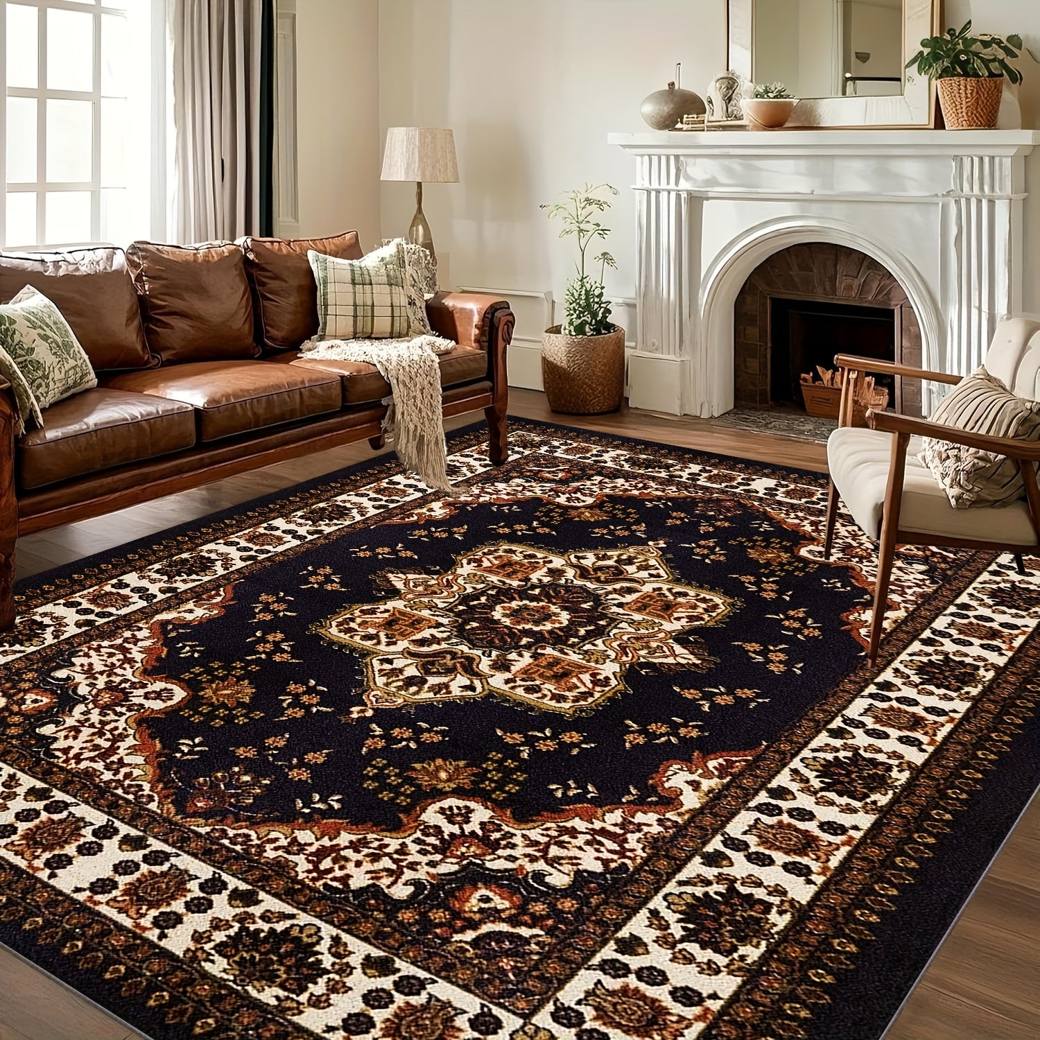 Brown/Black/Beige/Gray/Blue/Red/White/Green/ 1pc Extra Large Luxury Mat - Extra Wide Luxury Floor Mat with Non-Slip Backing, Machine Washable - Extra Large Area Mat for Living Room, Bedroom, Hallway - Persian Bohemian Mat for