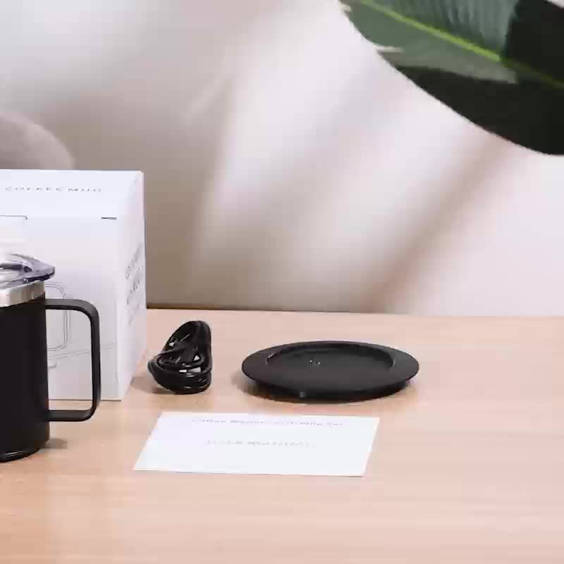 Coffee Mug Warmer Electric Set For Desk, Mug With Heating Base And Lid, Intelligent Coffee Mug For Heating Milk, Tea And Hot Chocolate, Keeps Up To 131°F/55°C
