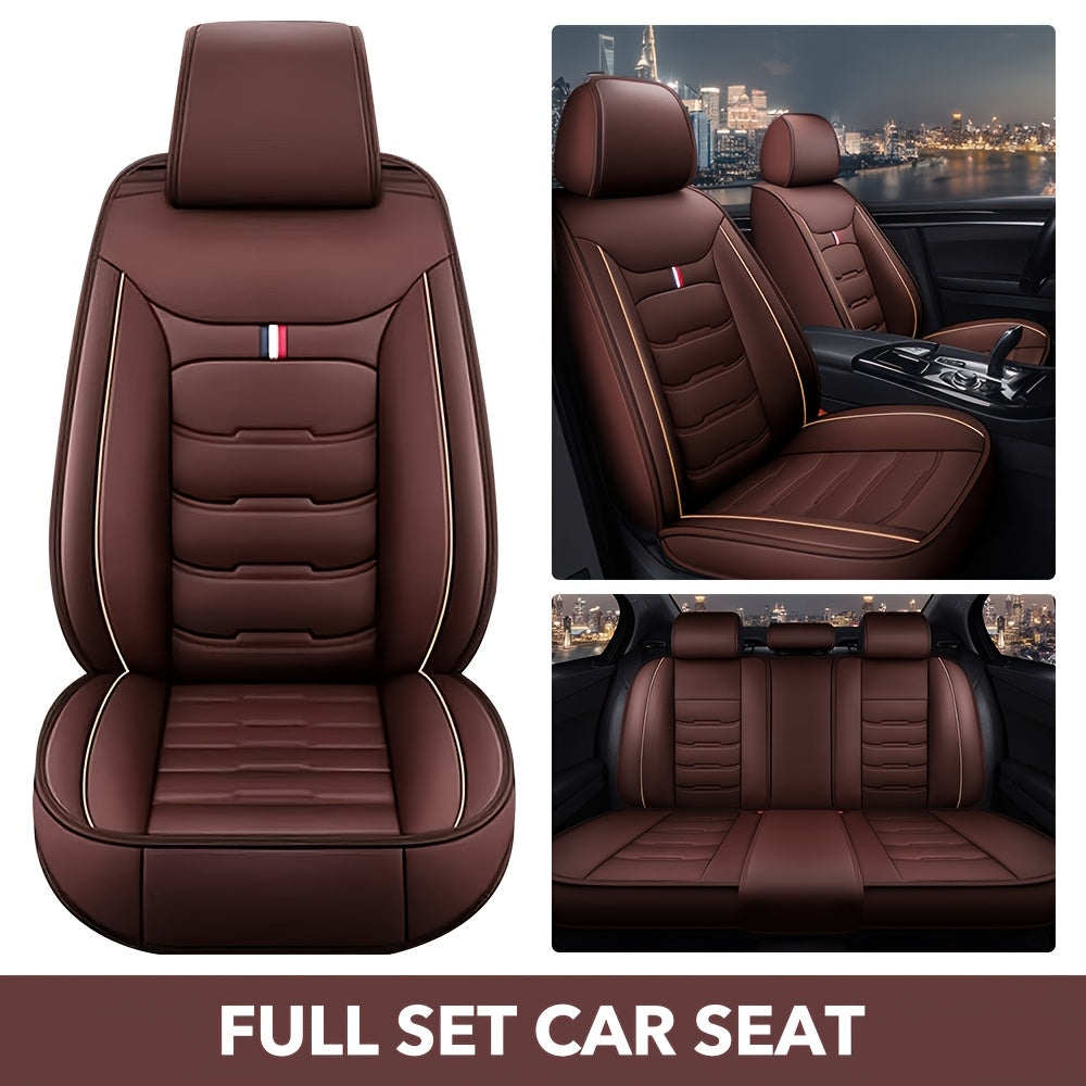 5-Seat Full Set PU Leather Car Seat Covers - Premium Comfort, Full Surround Protection