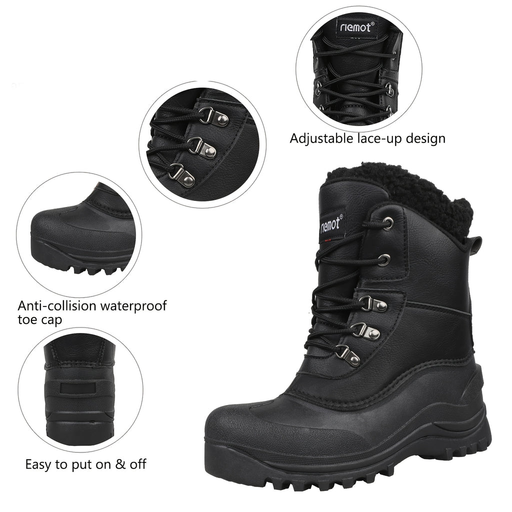 [Popular Choice] Riemot Men's High Quality Snow Boots - Durable, Non-Slip Traction Sole for Hiking,