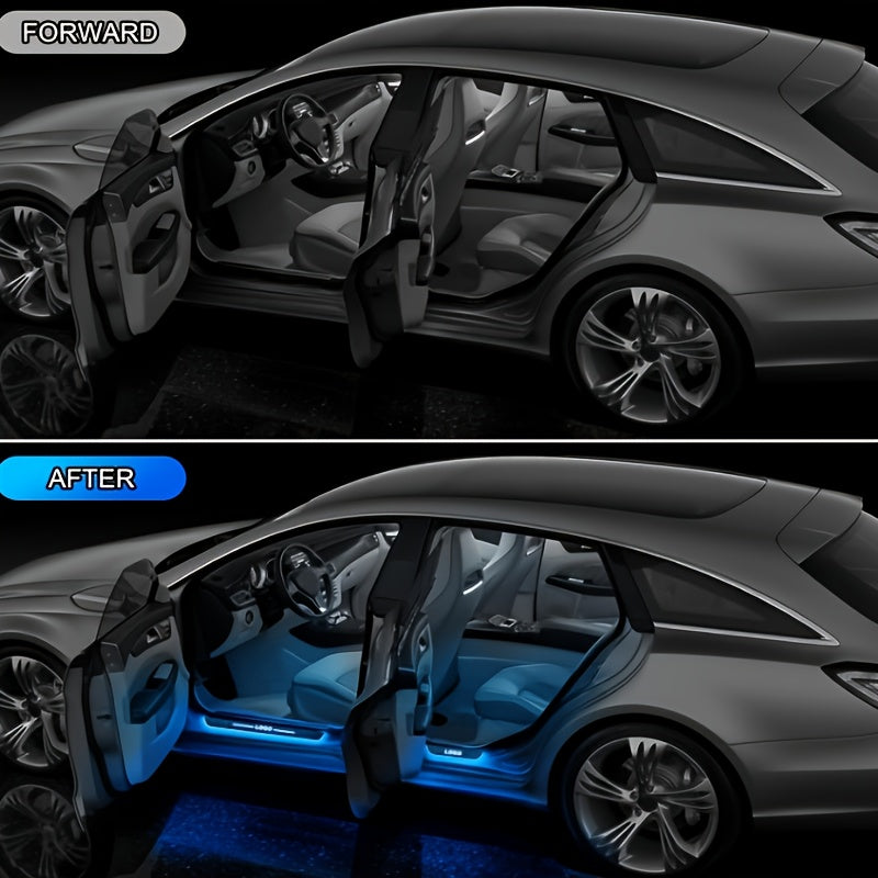 4pcs LED Door Sill Pro with 7 Lighting Colors, 28 Transformation Modes Auto-Sensing Wireless Bloom car LED Door Sill,