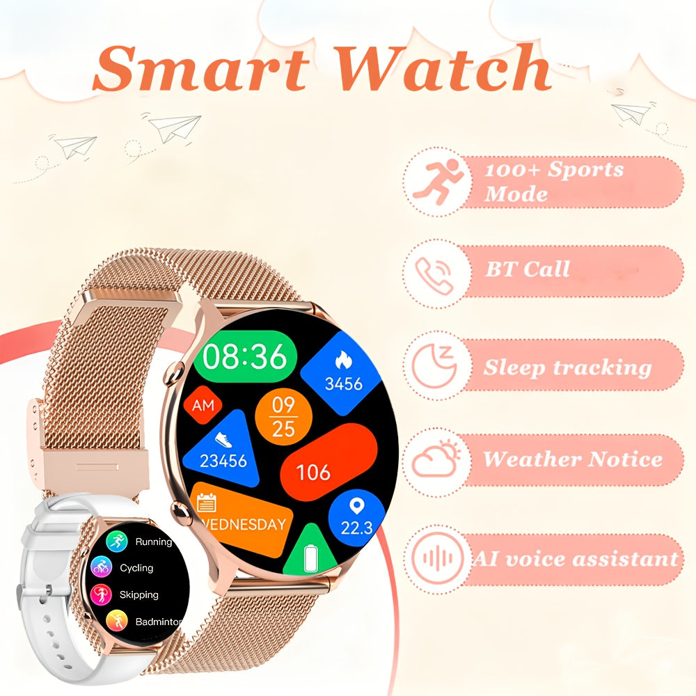 Smartwatch with Wireless Call/Dial, Female Functions, Sleep, 19 Sports Modes, Music Player, Pedometer - Perfect Birthday Gift for Men & Women, Christmas, Halloween, Smartwatches For Android & Ios