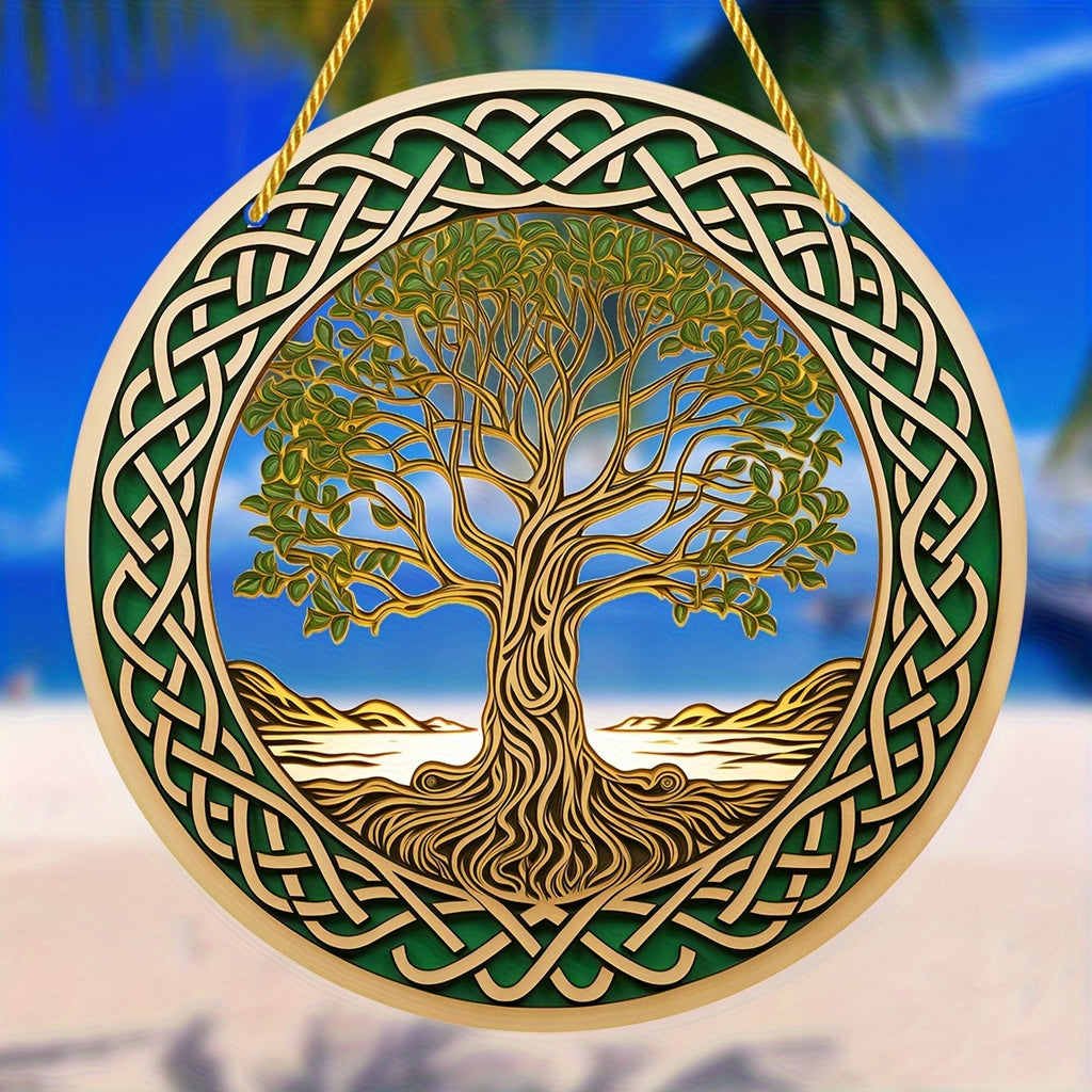 1pc Tree Of Life Window Decor, Artistic Home Ornament, Whimsical Garden Decor, Sun Catcher, Shade Umbrella, Perfect Gift For Mom, Family, Lover, Friends, Acrylic Wreath Plaque, Summer Courtyard & Door Welcome Sign, 6''x6''/15