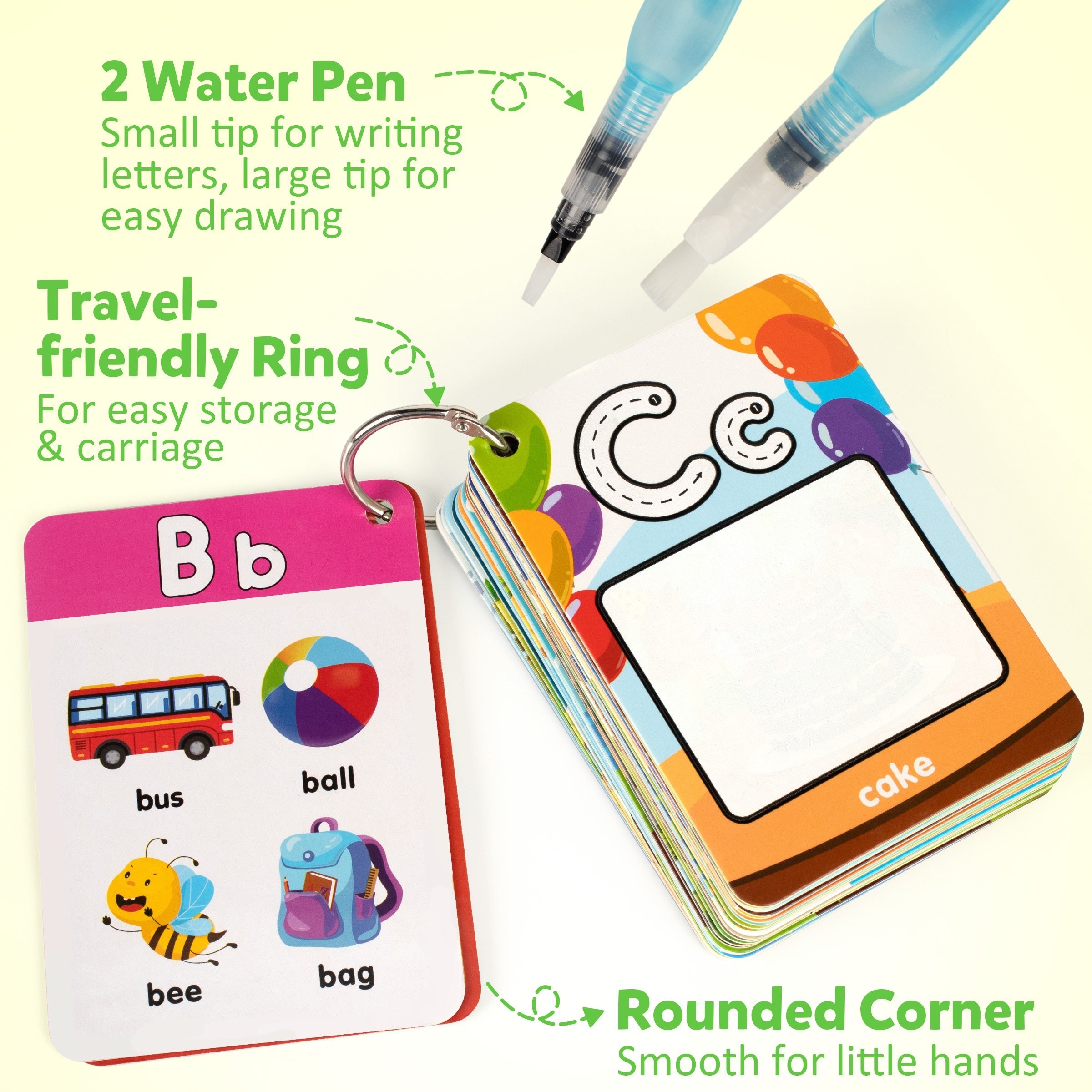 Coogam Alphabet Watercoloring Cards, Water Painting Recognition Cards, Paint 26 Letters ABC Words, Suitable for 3-4-5 Year Old Boys and Girls' Educational Learning Toys Gifts