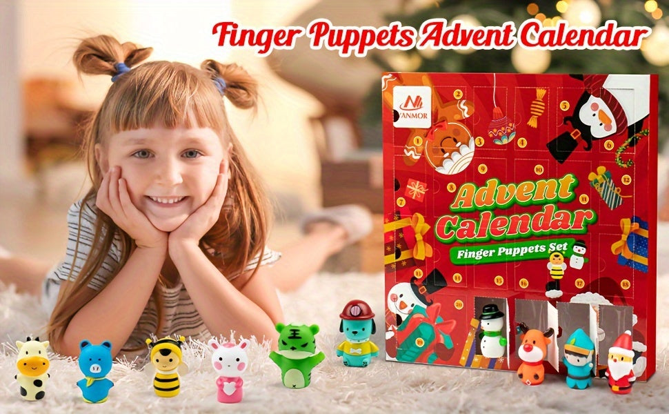 Vanmor 24-Day Christmas Advent Calendar - Finger Puppets, Toys & Fillers For Kids