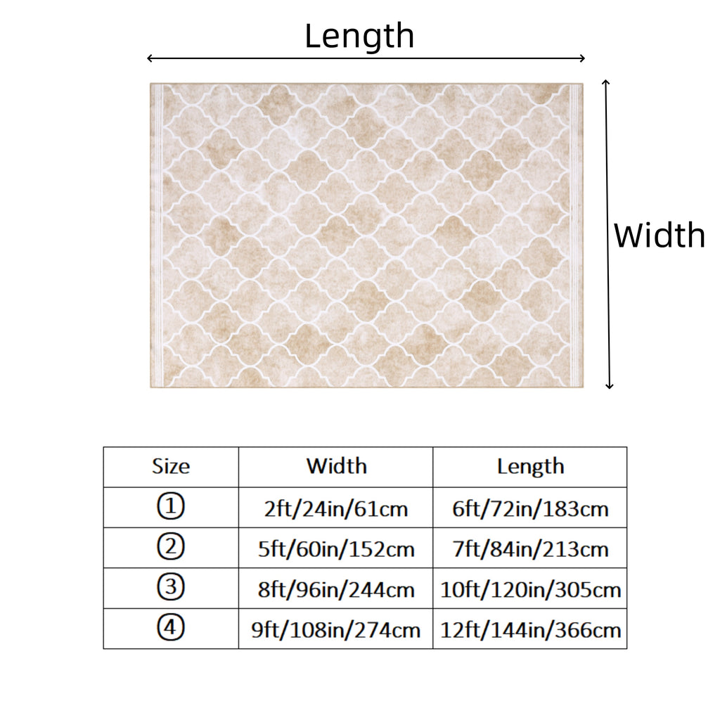 1 pc Area Rug Living Room Carpet Large Moroccan Soft Fluffy Geometric Washable Bedroom Rugs Dining Room Home Office Low Pile Decor Under Kitchen Table, Light Brown