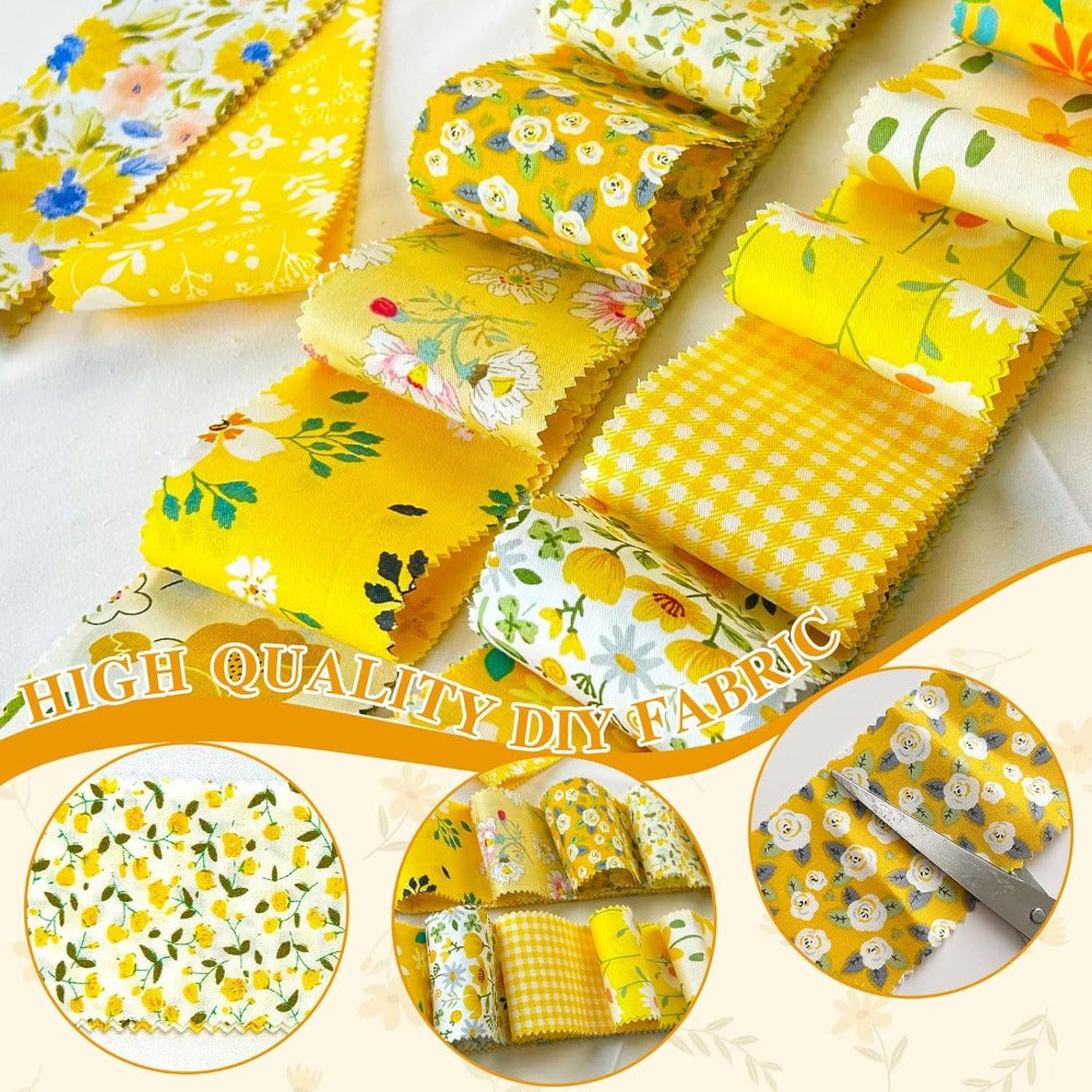80 pre-cut jelly roll strips, assorted yellow floral print cotton fabric, 2.5 x 19.7 inches, suitable for sewing, jelly roll rugs, and DIY projects