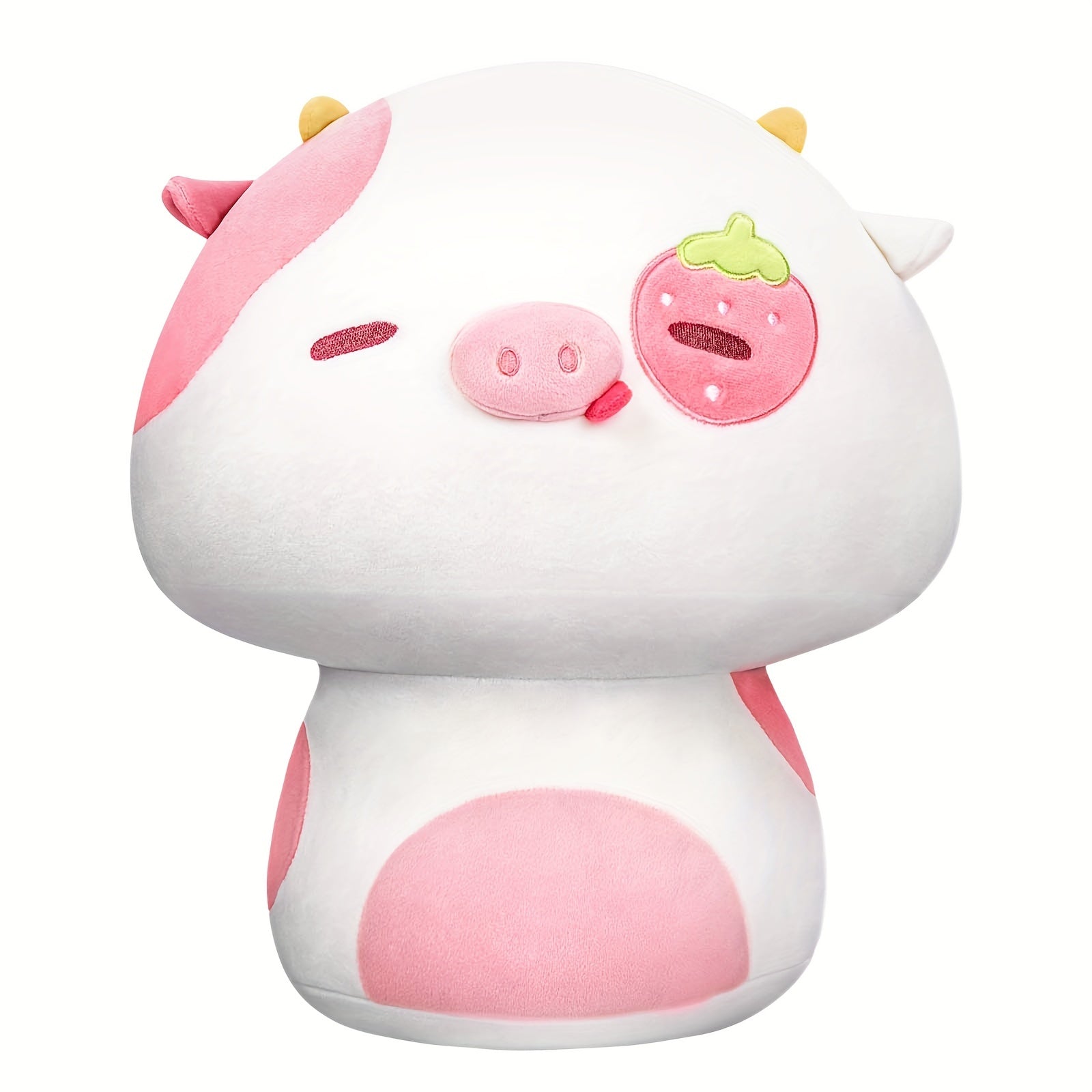 7inch Mushroom Plush, Strawberry Cow Soft Plushies Squishy Pillow, Cute Stuffed Animals Kawaii Plush Toys Throw Pillow Decoration Gift