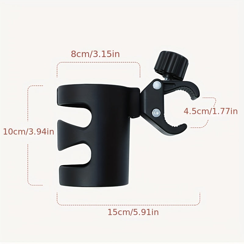 1pc Rotatable Black Bottle & Cup Holder - Durable PP Material, Secure Clamp Design for Bicycles & Carts, Ideal for Outdoor Sports Hydration