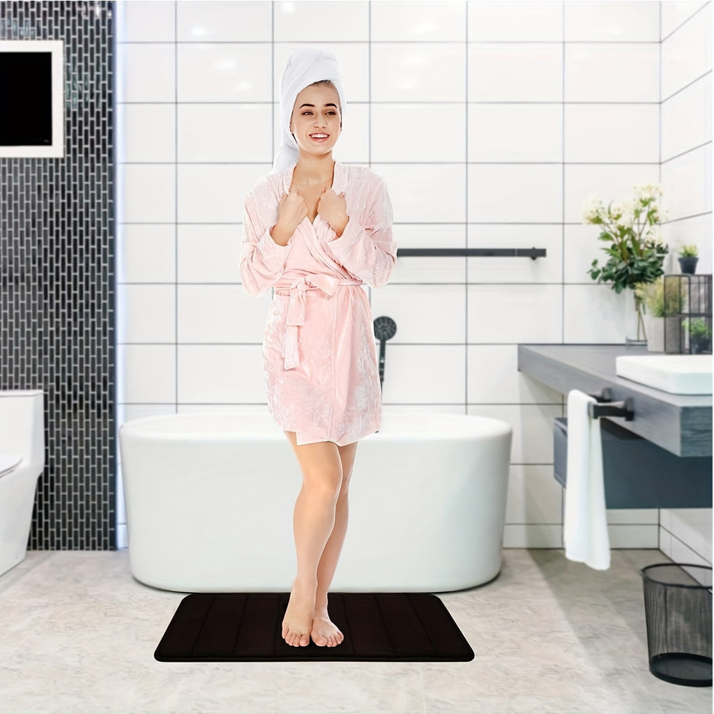 5pcs Ultra Absorbent Luxury Memory Foam Bath Mat Set - Plush, Non-Slip, Soft Polyester Blend Rugs - Machine Washable, Quick Dry, Ideal for Sink, Tub, Shower, Toilet, Bathroom Mat in Black, Dark Gray, Light Gray, Blue, Brown