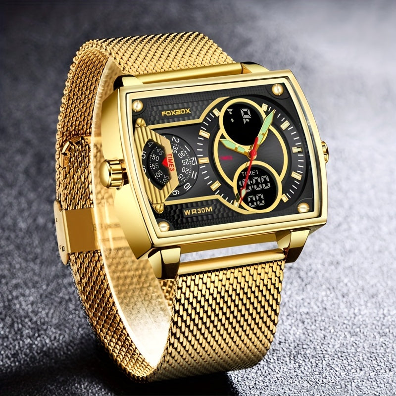 LIGE Men Watch FOXBOX Fashion Square Watch Sports Double Display Watch, Ideal Choice For Gifts