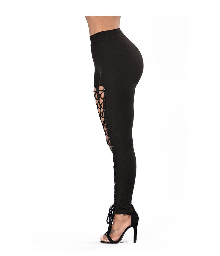 Women's Sexy High-Waisted Tight Leggings - 9/10 Length (Short Ankle) Cross-Over Strap Pants