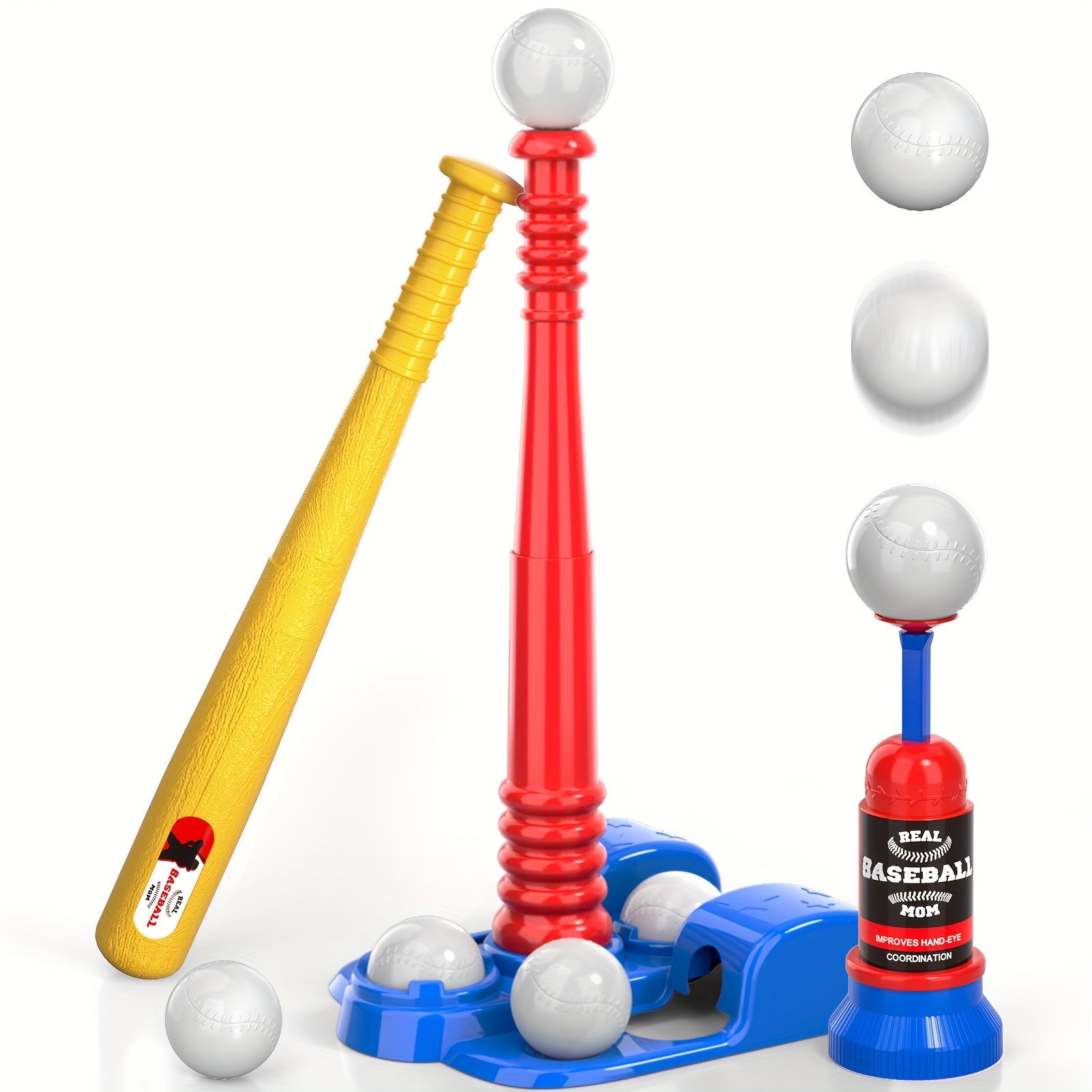 T Ball Set Toys For Kids 3-5 5-8, Kids Baseball Tee For Boys Includes 6 Balls, Auto Ball Launcher, Outdoor Outside Sports T Ball Set Toys Gifts For 3 4 5 6 Year Old Boys Kids Halloween Christmas gift