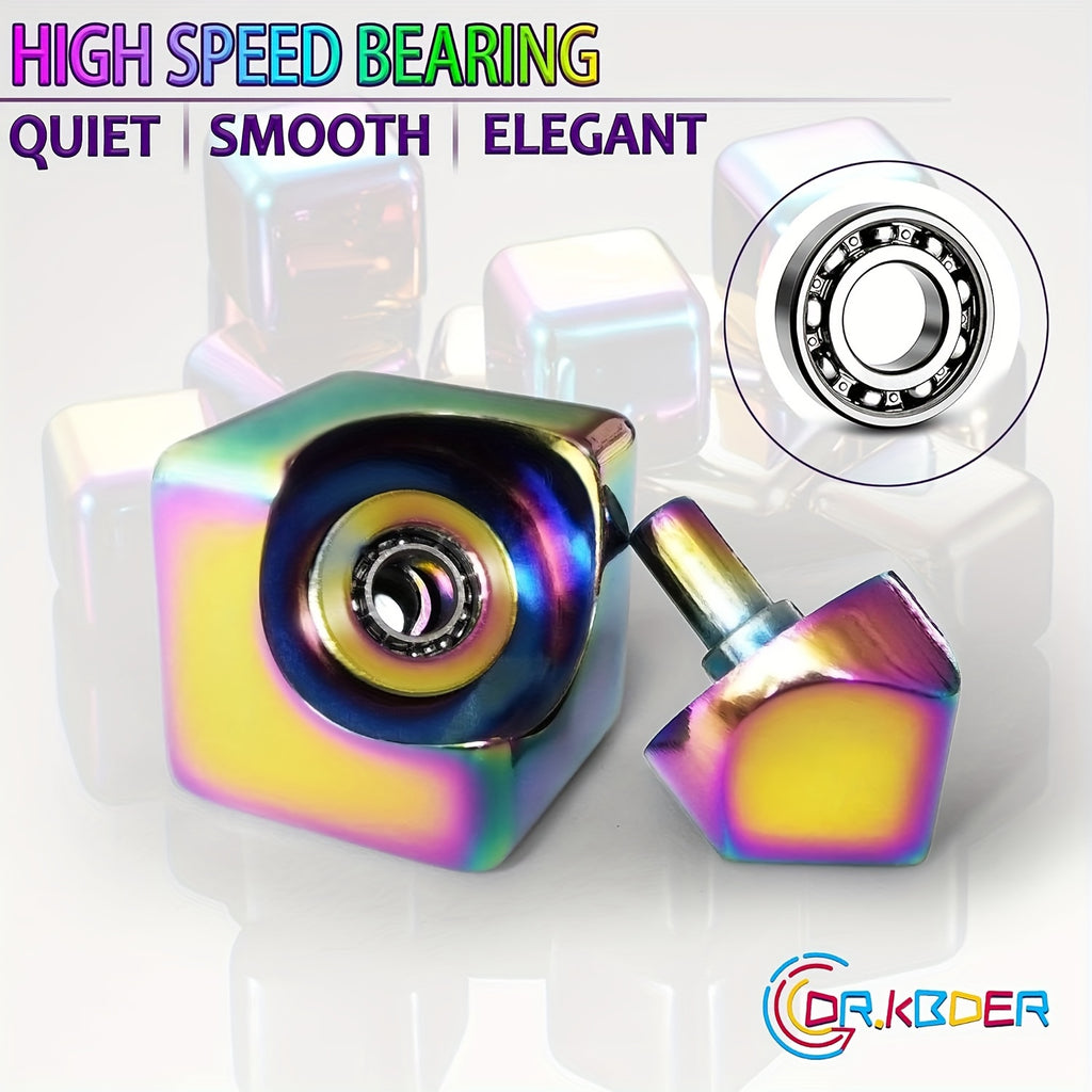 2pcs Desk Fidget Toys Spinner-Cube: Colorful Square Cube, Desktop Toys, High-Speed Bearing Rotating Toys Metal Desk Fidgets For Adults