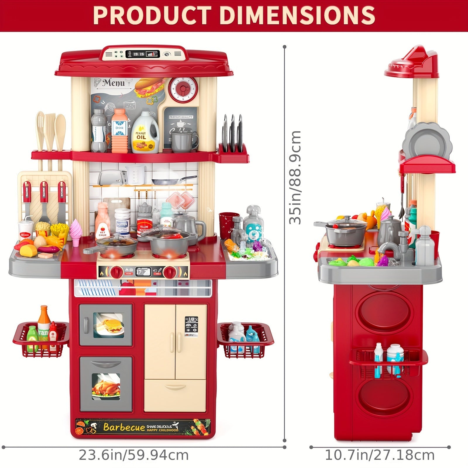 Kids Play Kitchen Set - Pretend Play Food Toys with Light Sound Spray, Random Color Play Food, Ideal for Ages 3 4 5 6 7 8, Perfect Halloween Christmas Gift