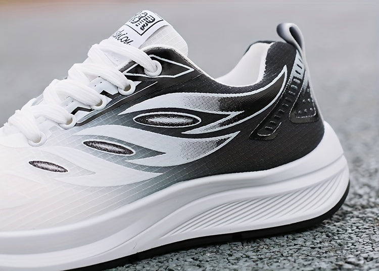 Men'S Fashion Sneakers - Breathable Mesh Upper, Non-Slip Rubber Sole, EVA Insole, Round Toe, Lace-Up Closure, Striped Pattern, Casual Sports Shoes for Spring, Summer, Fall